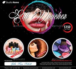 时尚的美容美发礼券模板：Stylish Beauty Salon Gift Voucher 33